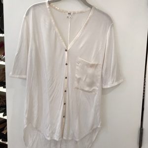 Helmut Lang white tee with silk pocket